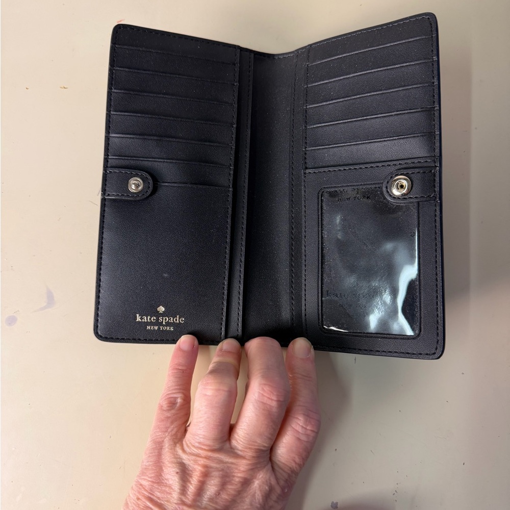 kate spade black saffiano continental zip wallet - Picture 3 of 11
